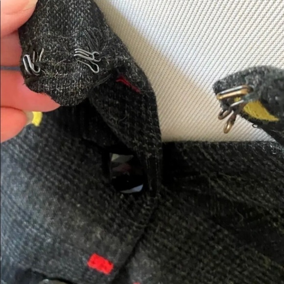 Womens Vintage 70s Sz 2 Skirt Wool Blend Button Front A Line Black Plaid Check - Picture 5 of 6